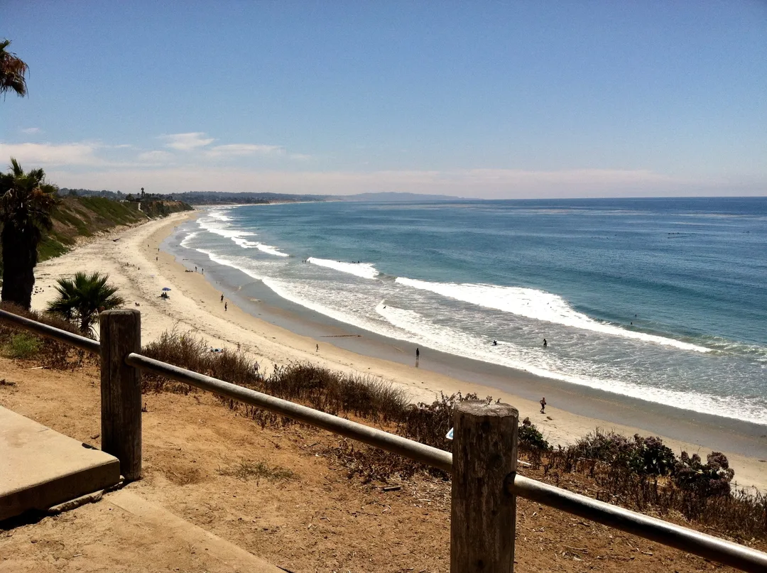 Beach and ocean extending into the distance