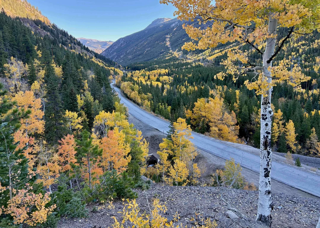 Colorado mountain landscape and road in fall