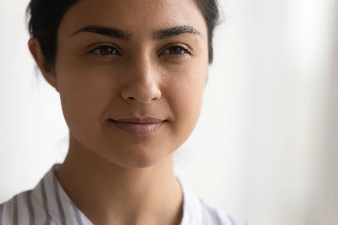 Face of young person focusing their gaze